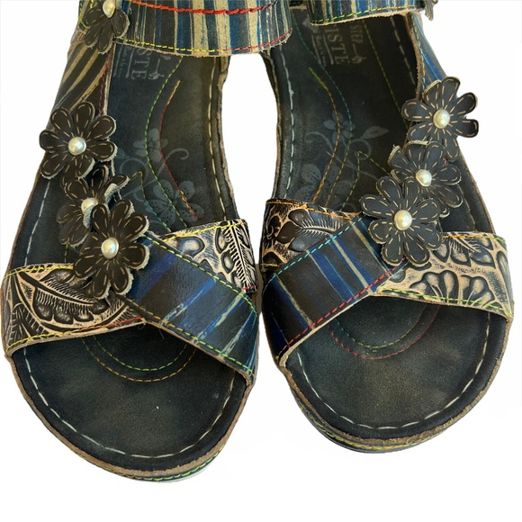 L'Artiste Spring Step Women's Mahvash Ankle Strap Leather Sandal Black 8.5 M 39 - Picture 7 of 11